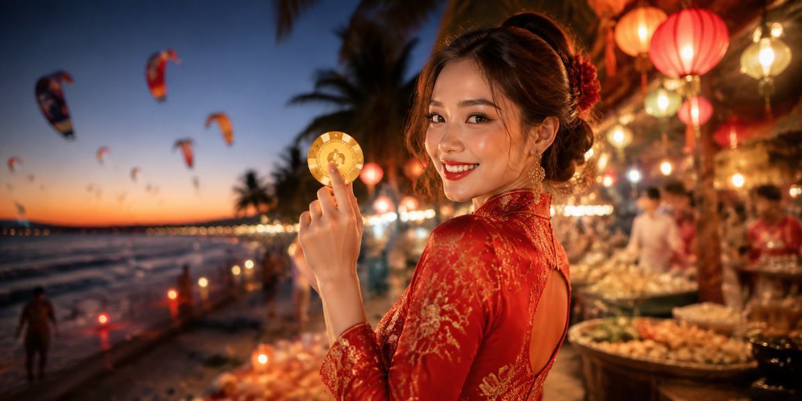 Chợ đêm Mũi Né minh họa người dùng kiểm tra trang giải trí trên di động